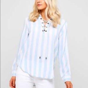 RAILS ULI LACE UP STRIPED TOP